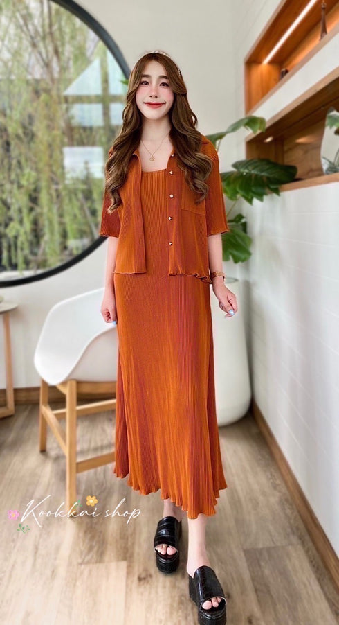 Women Casual Pleated Two Piece Sets